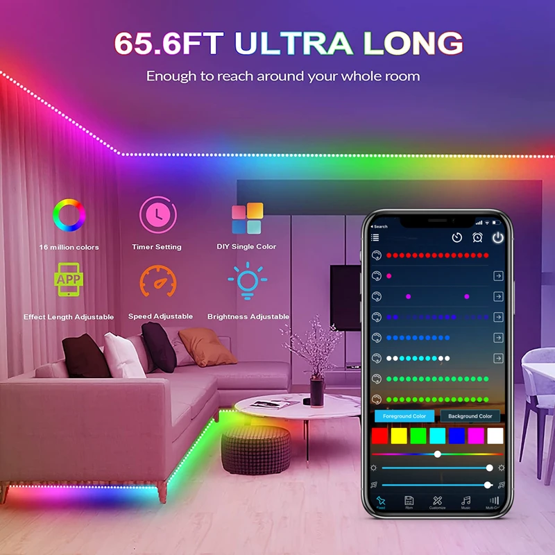 Светодиодная ленсветильник 1-30 м RGB Bluetooth 5 В | Лампы и освещение