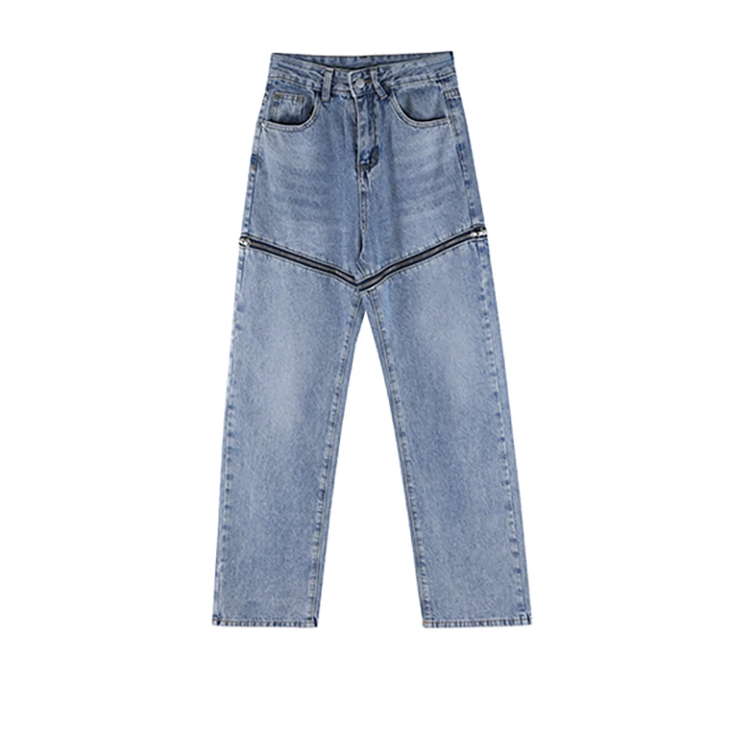 

2021 Summer Women's Jeans Sexy Detachable Thin High Waist Straight Zipper Hole Denim Trousers Cotton Fashion Short Jeans Female