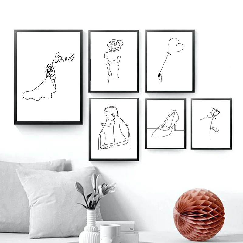 

Simple Abstract Lines Wall Painting Art Canvas Print Posters and Prints Living Room Picture PaintingsWall Decor Live Love Poster