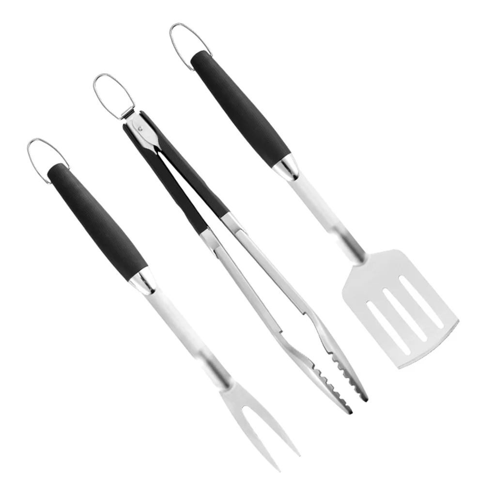 

3pcs Stainless Steel Grill Utensil Set Barbecue Fork Tongs Grilling Spatula Portable Multifunction BBQ Grill Tool Kitchen Tools
