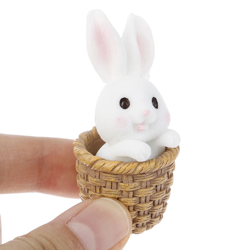 

Miniatures Rabbit Easter Hare Animal Figurine Resin Craft Mini Bunny Home Cake Decoration Accessories Desk Office Fairy Garden