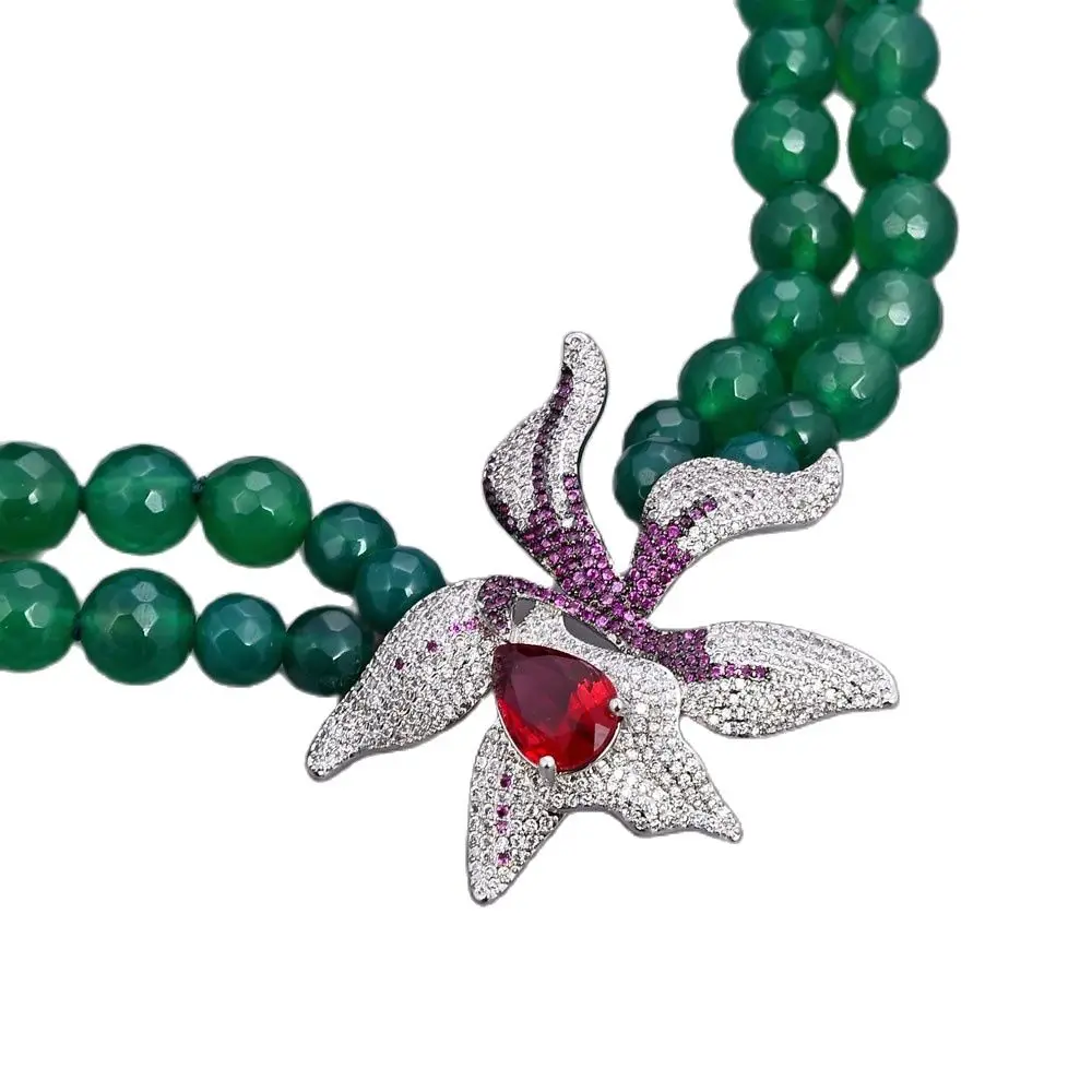 

2 ряда, зелёные Агатовые камни, 18-19 дюймов