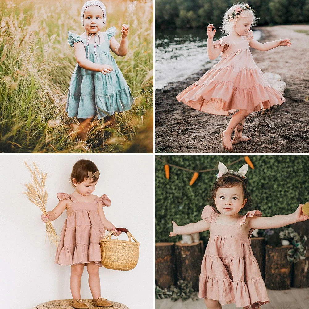 Curipeer Cute Baby Girl Summer Dress Pink Little Casual Girls Dresses For Party And Wedding Prom Princess | Детская одежда и обувь
