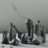 simple home accessories ornaments european frosted black ceramic vases flower insert crafts decoration