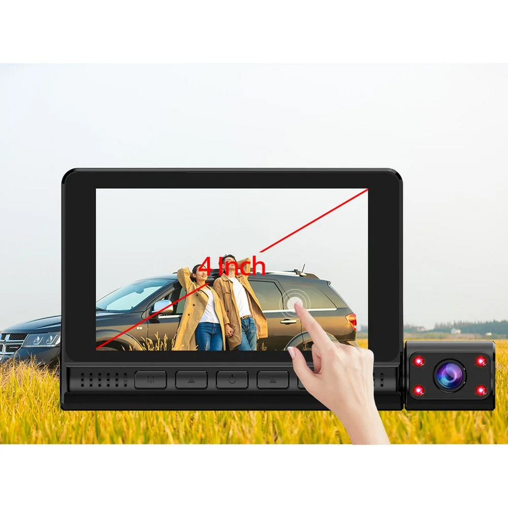 

Car DVR 3 Cameras Lens 4.0 Inch Dash Camera Dual Lens with Rearview Cam Video Recorder Auto HD 1080P Night Vision Registrator