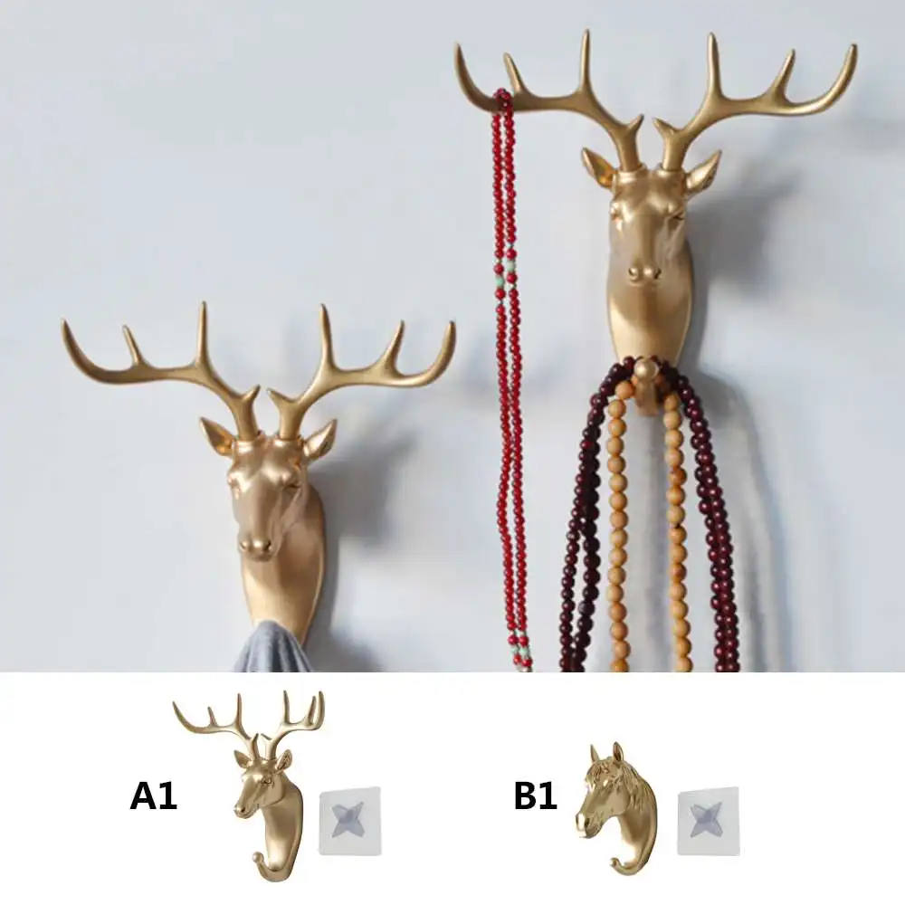 

1pc Decorative Hook Creative Animal Head Wall Hanging Coat Key Hook Strong Seamless Sticking Home Wall Decor Hook