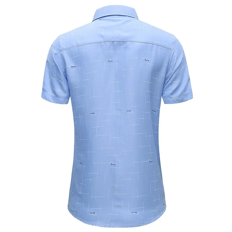 

Loldeal Summer Casual Shirt Men New Fashion Geometric Printed Short Sleeve