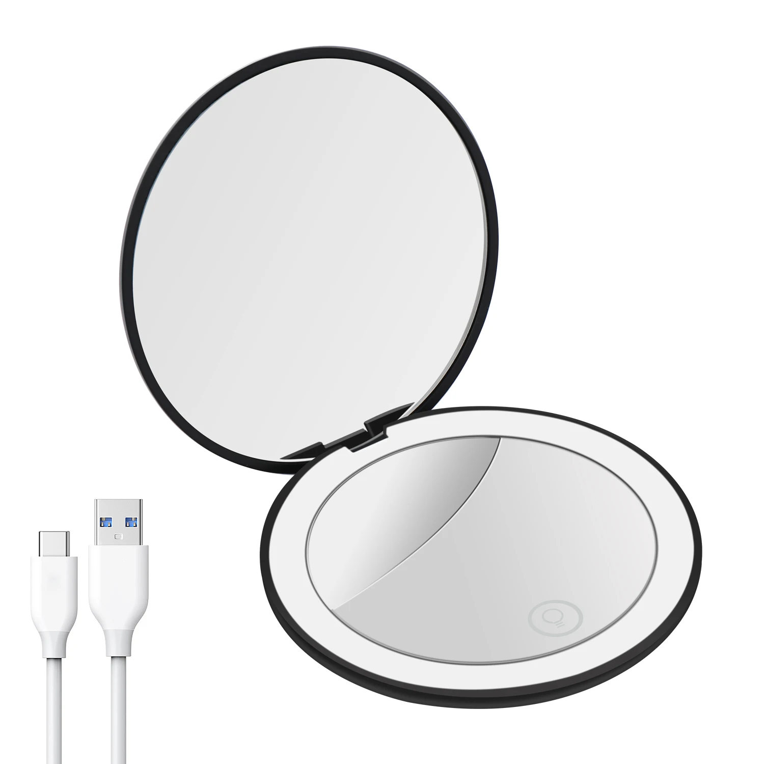 

Handheld magnifying glass with light Portable Folding 1x/10x 2x Magnification Rechargeable Led Makeup Mirror 2-Sided