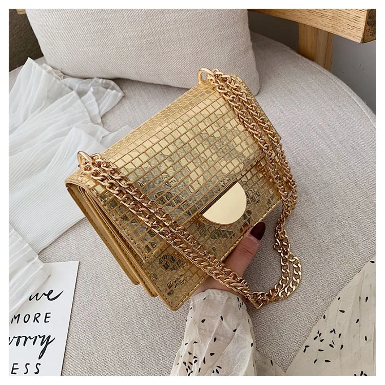 PU Leather Crossbody Bags for Women Designer Chain Shoulder Messenger Bag Gold Silver Luxury Handbags Women Bags