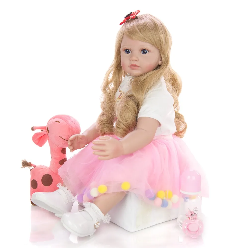 24 &quotмодные длинные кудрявые волосы принцесса Reborn Baby Doll игрушки большой размер