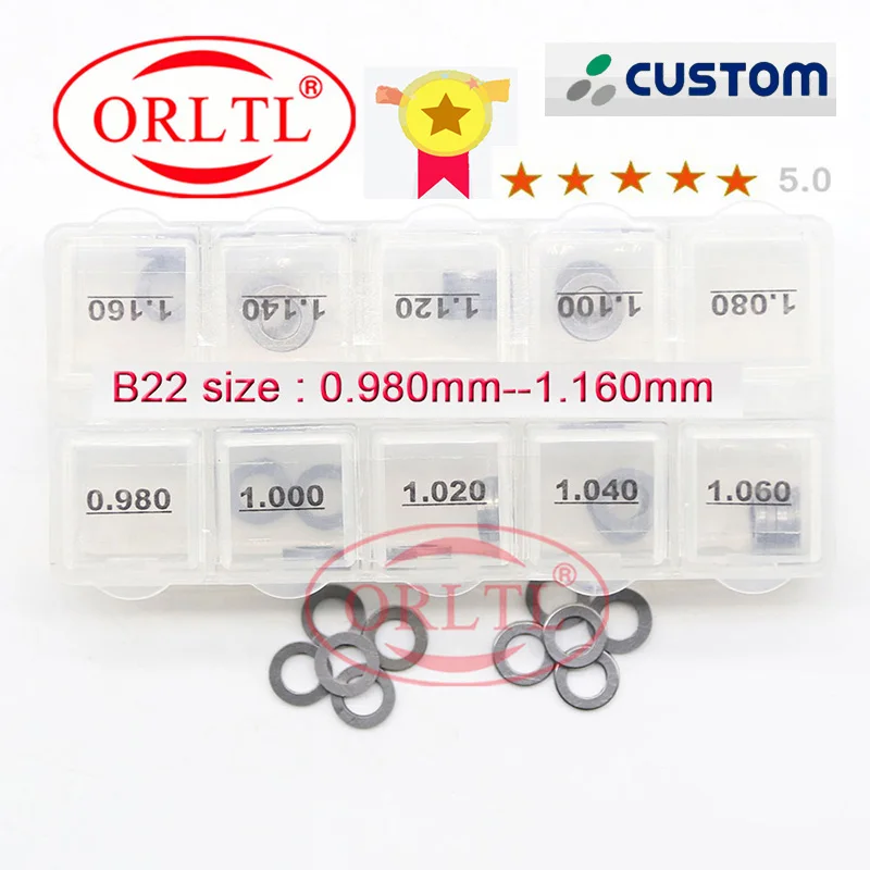 

ORLTL DIESEL COMMON RAIL INJECTOR ADJUST SHIMS B22 (0.98-1.16) FUEL GASKET KIT WASHE Diameter 4.5X7.7MM FOR BOSCH 50PC/BOX