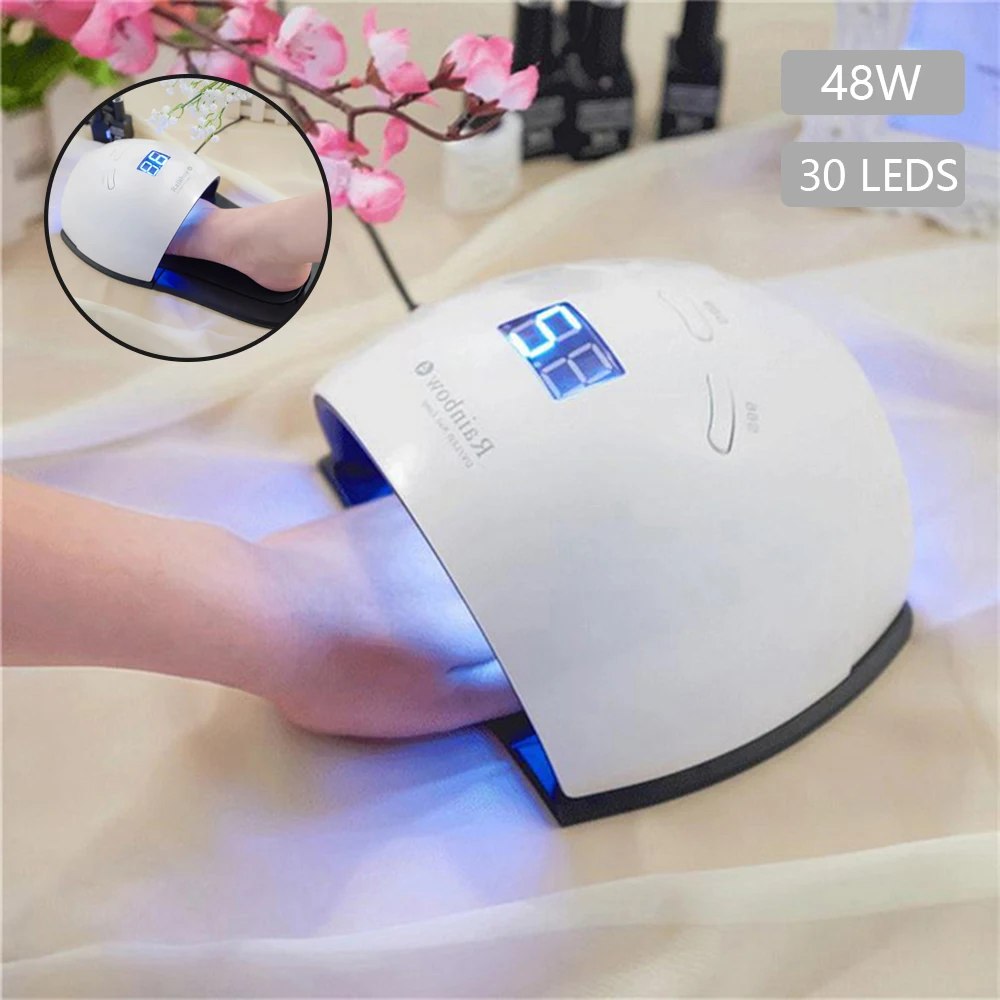 Горячая 48 Вт Светодиодный УФ лампа для ногтей Rainbow4 Сушилка автоматический датчик