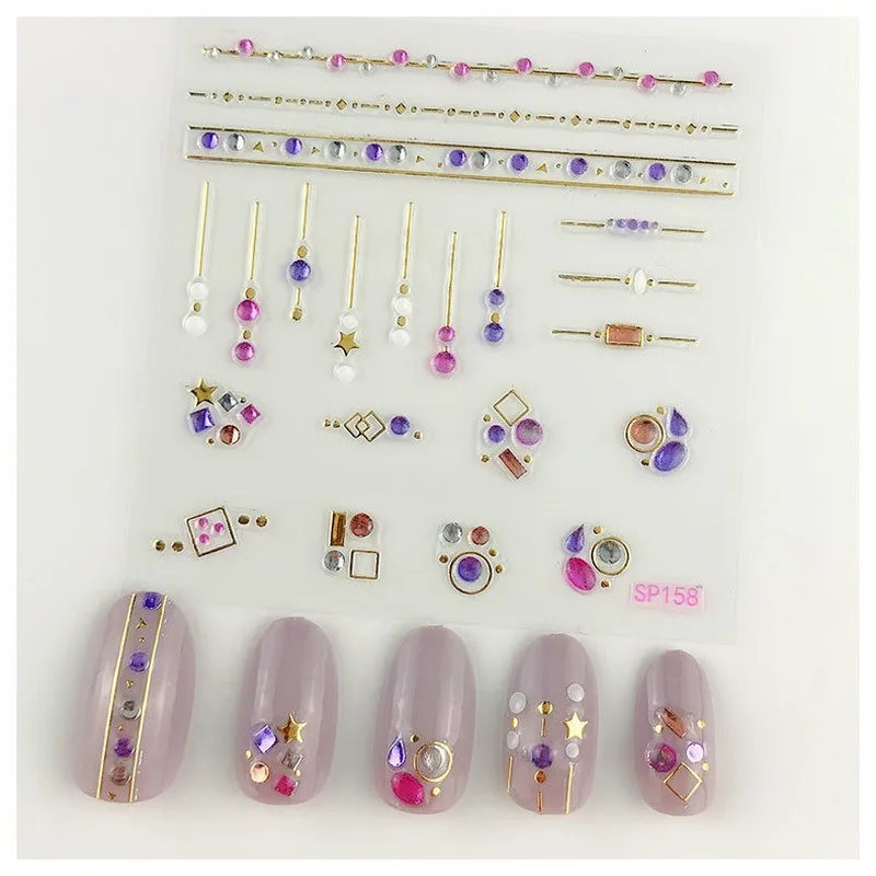 Мини наклейки для ногтей в виде цветов Стразы DIY Набор наклеек Самоклеящиеся 3D