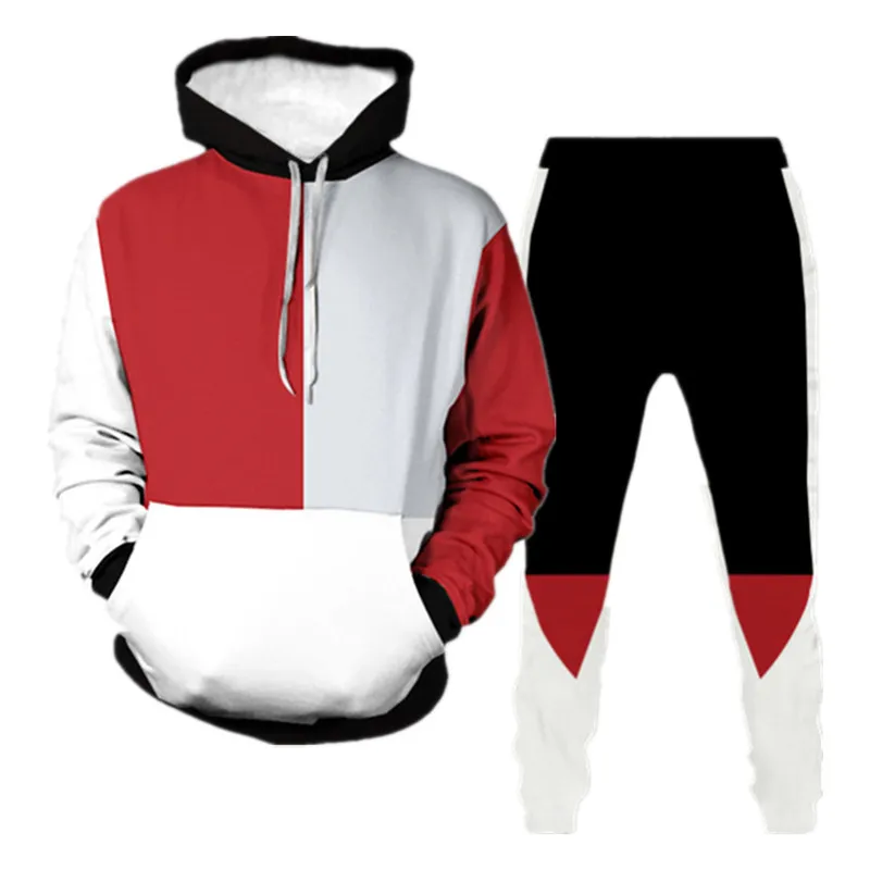 

Casual Men Hooded Set Long Sleeve Comfortable Splicing Elastic Waist Daily Pullover Hoodie Adapt to Spring And Autumn Set