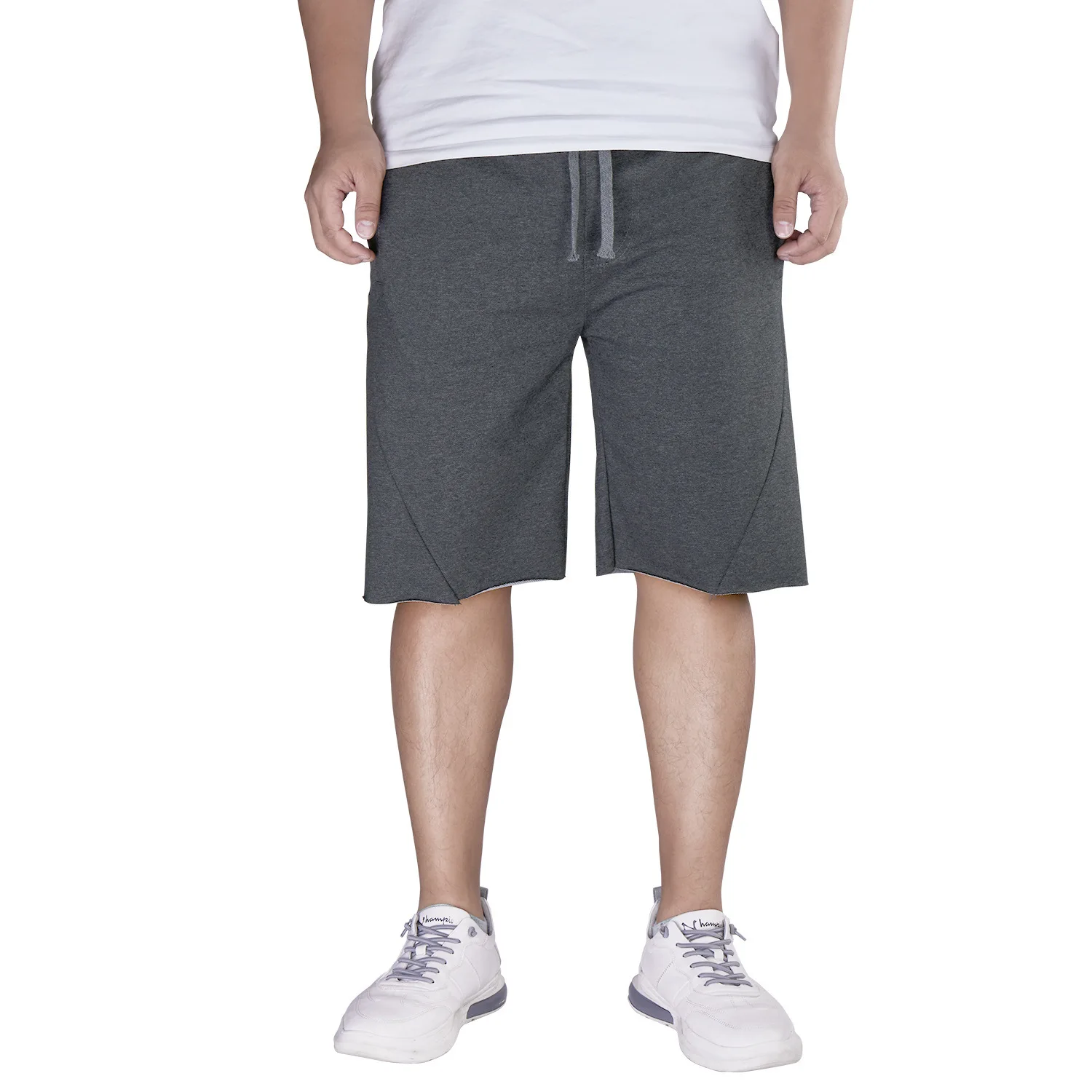 

Men's knee-length casual shorts stretch drawstring waist men's sports shorts with side pockets summer shorts jogging sports pant