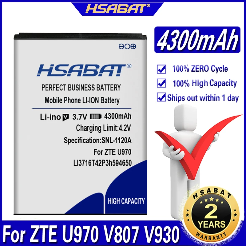 Новый аккумулятор HSABAT 4300 мАч LI3716T42P3h594650 для ZTE U970 v807 V930 U930 N970 V970 V889S V889M U795|batterie