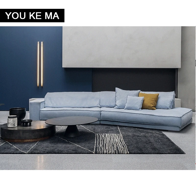 

Italian imported leather sofa living room corner large apartment fabric sofa first layer cowhide matte leather