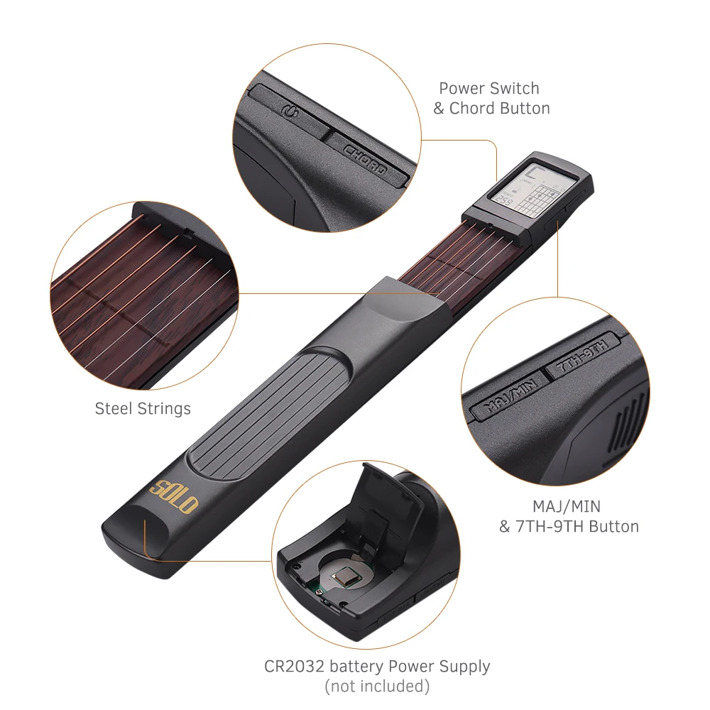 Портативный гитары аккорд тренер карман-гитара с инструментами ЖК-дисплей