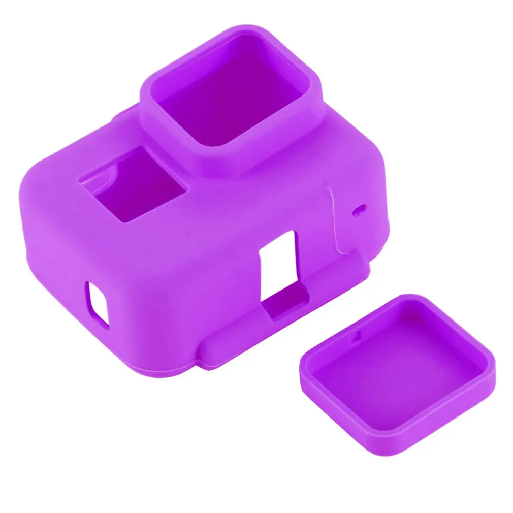 Purple PULUZ для Go Pro Аксессуары Корпус крышка Мягкий силиконовый защитный чехол и боковая рамка крышка объектива для GoPro HERO()/7 черный/6/5 - Цвет: Purple