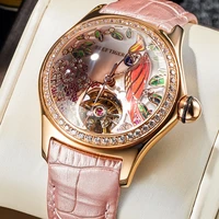 reef tigerrt womens luxury fashion watches diamond automatic tourbillon watch leather strap watch relogio feminino rga7105