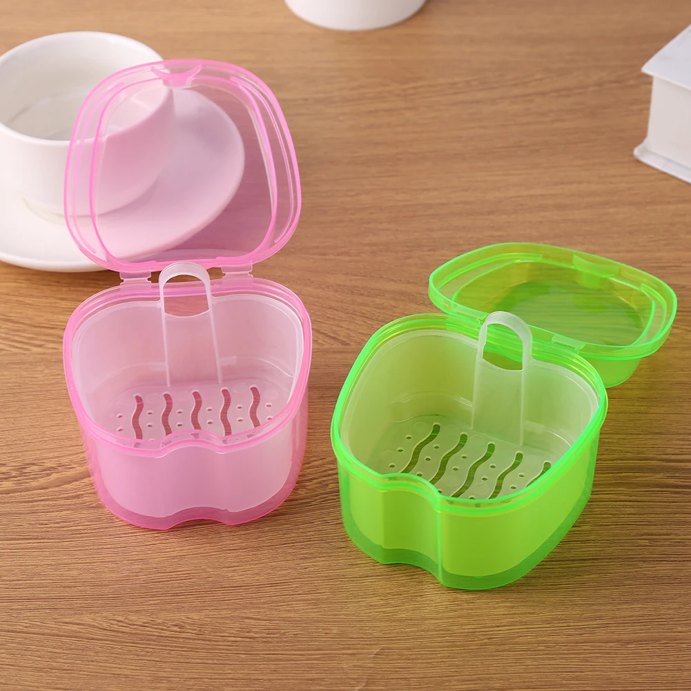 

Denture Bath Box Organizer Dental False Teeth Storage Box with Hanging Net Container Cleaning False Teeth Case Oral Tooth Care