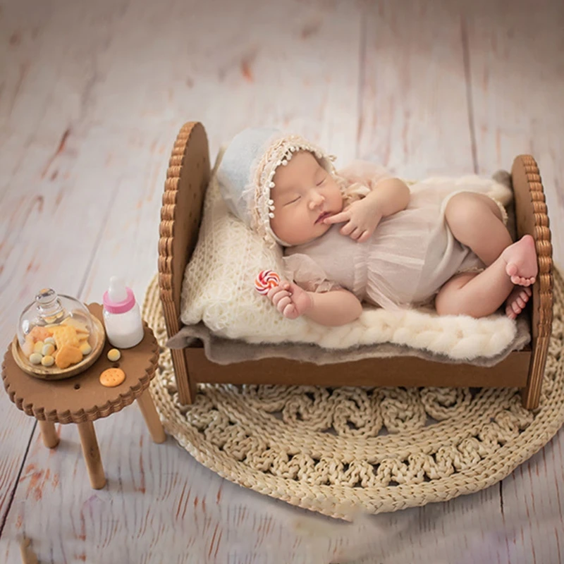 

50LE Newborn Detachable Bedside Table Baby Photo Shooting Handmade Wooden Cookie Desk