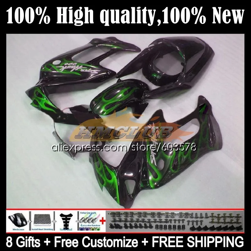 

Корпус для HONDA SuperHawk VTR 1000 F CC 1000F 57CL.205 VTR1000F 1997 1998 1999 2000 VTR1000 F 01 02 03 04 05 обтекатель с зеленым пламенем