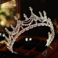himstory luxury sparking princess crystal bridal tiaras crown wedding hair jewelry diadem pageant rhinestone veil headband