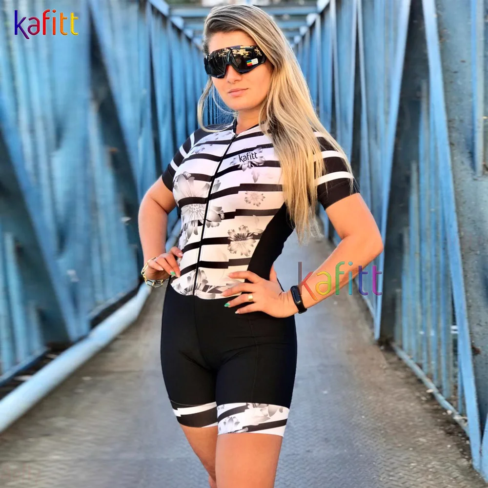 

Kaffit New Cycling Jersey Suit Women's Professional Triathlon Racing Team Jersey Jumpsuit Short-Sleeved Tight-Fitting Jersey 9D