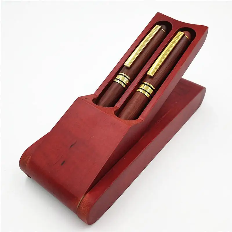 

3pcs/Set Wooden Stationery Box Elegant Pen Case Signature Pen Kit