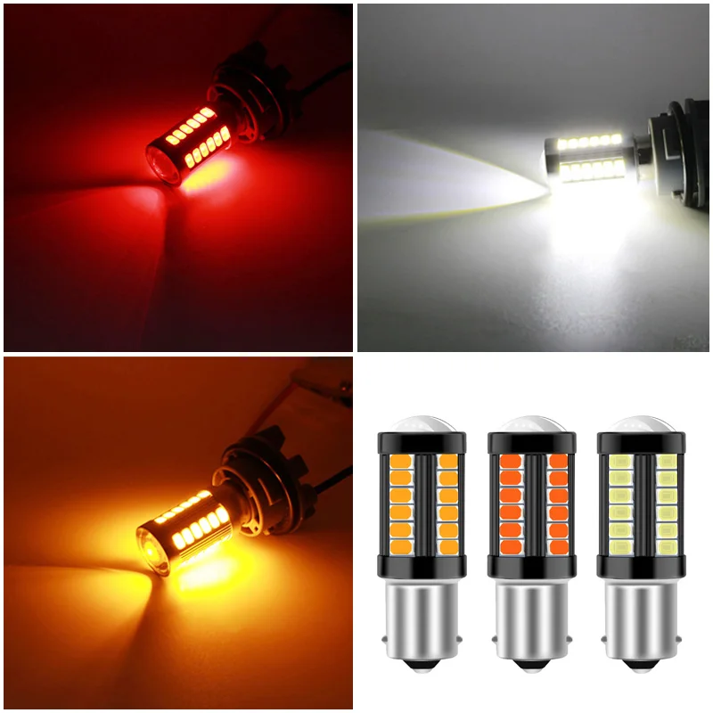 

NLpearl 2x Signal Lamp 12V-24V 1156 BA15S BAU15S P21W LED 1157 BAY15D 33SMD 5370 Chips Car Turn Signal Light Brake Reverse Light