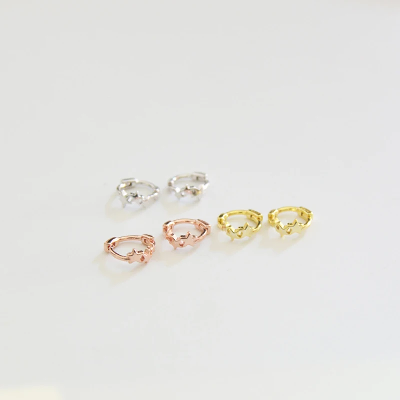 Серьги из стерлингового серебра 925 пробы модные простые серьги со звездами