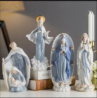european ceramics christianity jesus virgin mary statue decoration home livingroom desktop figurines office ornaments crafts art
