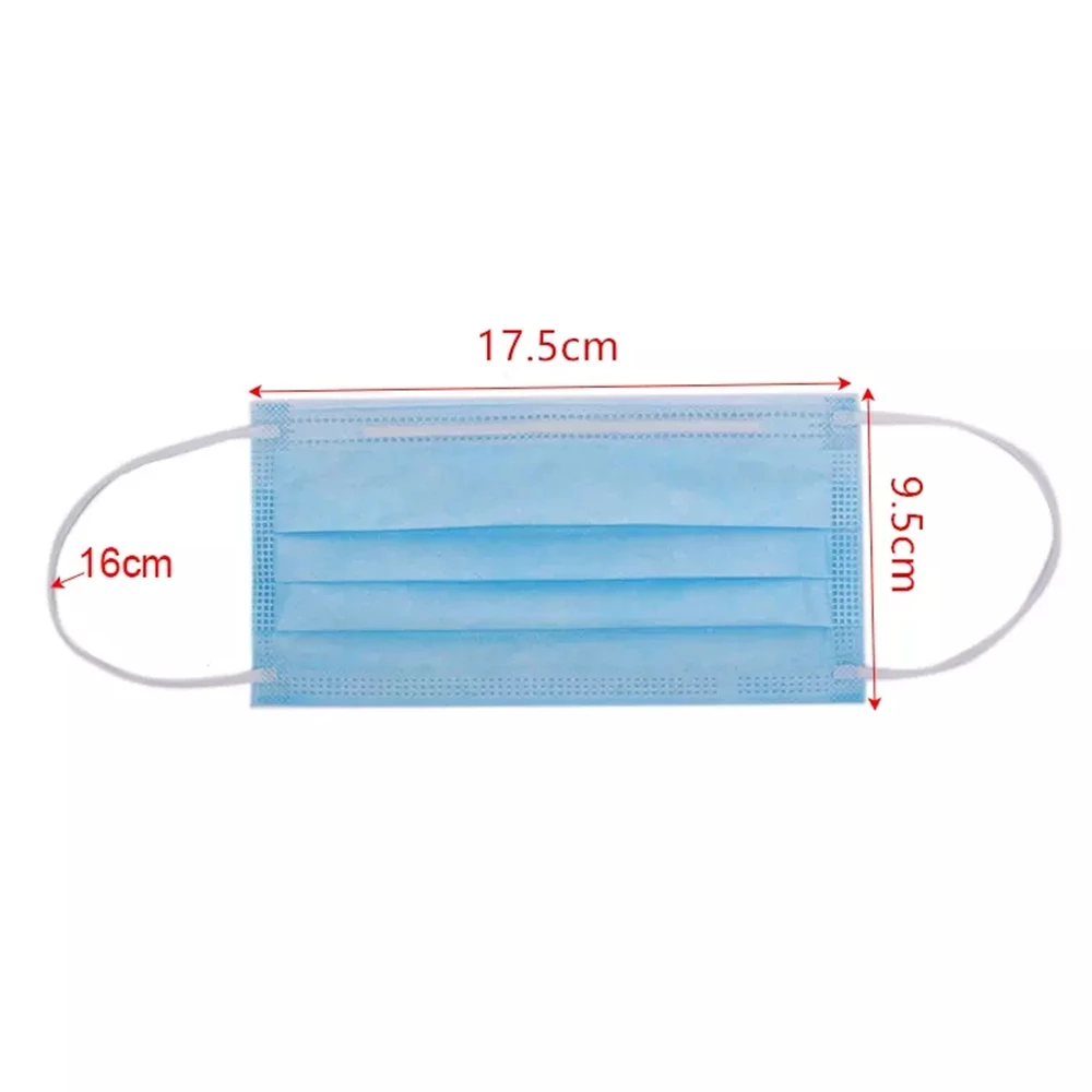 

100 Pcs Disposable Mask 3 Layers Dustproof Non-Woven Filter Adult Facial Protective Cover Anti-Pollution Breathable Mouth Masks