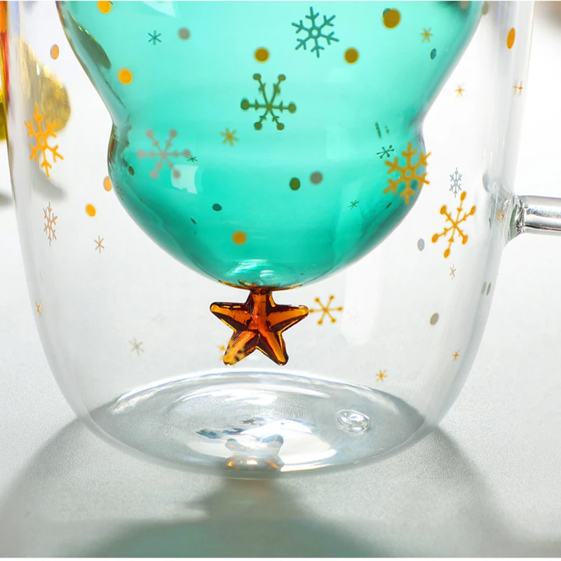 Креативное 3D прозрачное двойное стекло с защитой от ожогов Рождественская елка