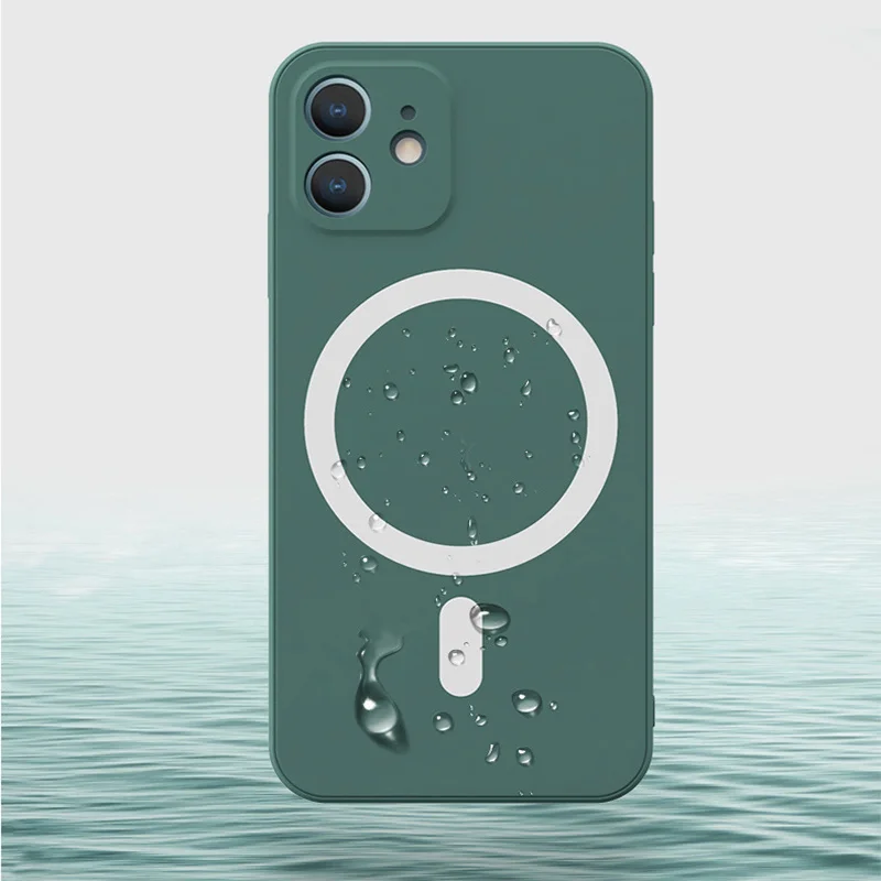 

Luxury Liquid Silicone Case For iPhone 12 Phone Case Wireless Charging Magnetic Suction Back Cover iPhone12 Pro Max Mini Soft