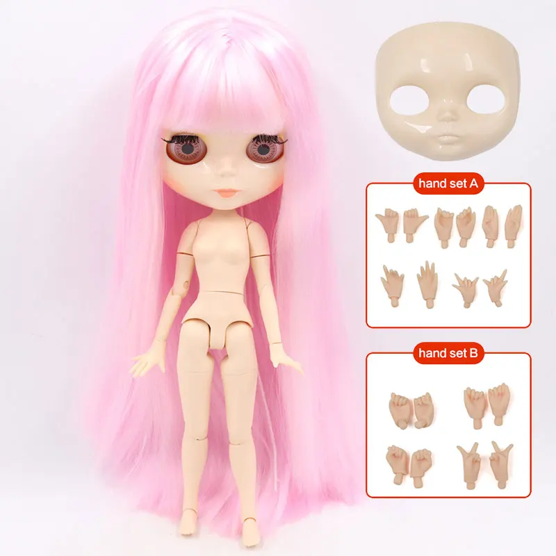 doll hand AB shell ICY Blyth кукла Обнаженная тела 30 см игрушки BJD белое блестящее лицо с дополнительными руками AB и Лицевая панель 1/6 DIY модные куклы подарок для девочки - Цвет: doll hand AB shell