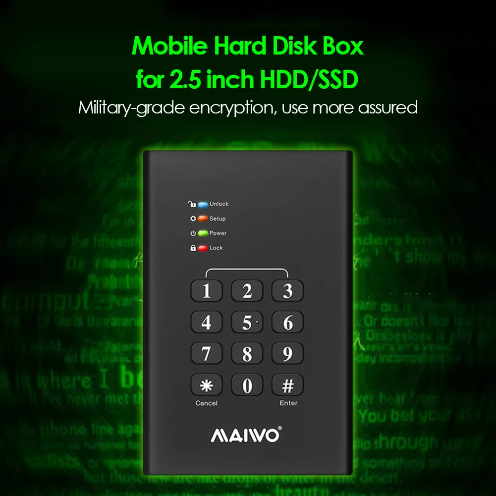 MAIWO K2568KPA HDD SSD Case 2.5 inch SATA III to USB 3.0 Encrypted Hard Drive Enclosure with Password Lock External HDD SSD Box