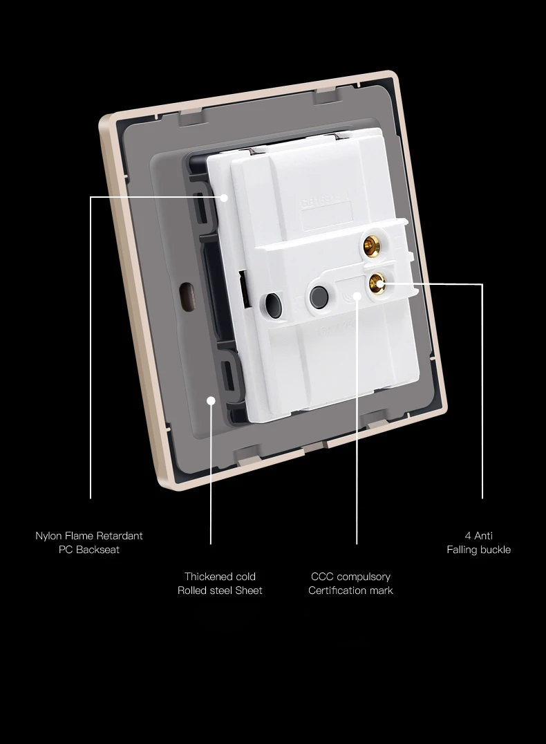 CE 86 Type LED Wall Electric Switch Mirror Acrylic Stainless Steel Brushed Panel - 1 2 3 4 Gang 1 Way 2 Way EU Socket USB Light TV image 5