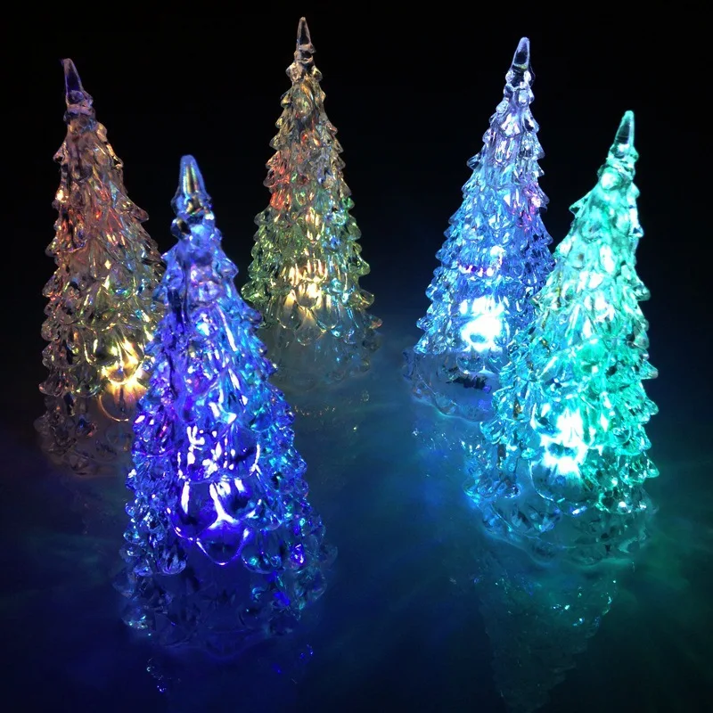 

Christmas Tree Colorful Led Acrylic Night Light 7 Color Changing Multicolor Indoor Bedroom Table Top Ornaments Xmas Party Decor