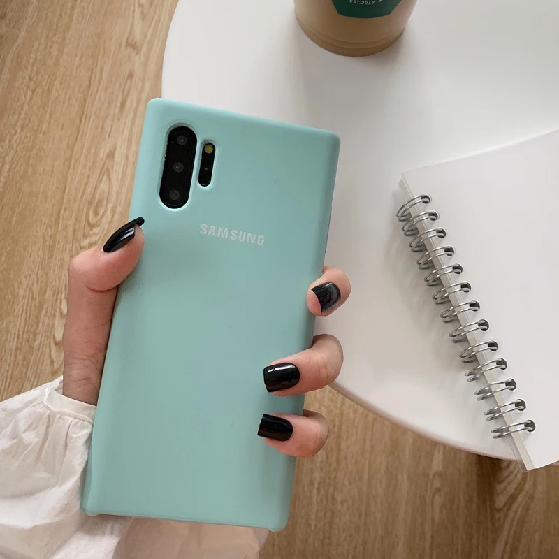 Оригинальный чехол для Samsung Note 10 + из жидкого силикона Гладкий мягкий на ощупь
