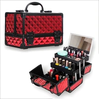 professional makeup box aluminum alloy make up organizer women cosmetic case with mirror travel large capacity suitcases bag