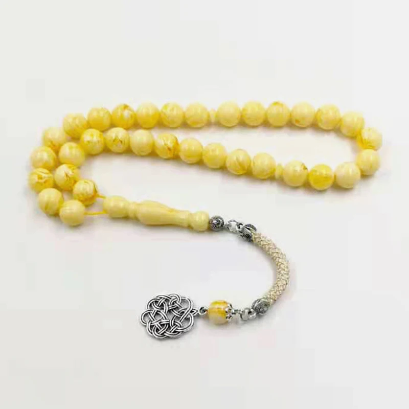 Tasbih желтый каучуковый мусульманский Четки из бисера исламские Молитвенные Четки Арабские Ювелирные изделия Misbaha 33 бусины браслеты подарок