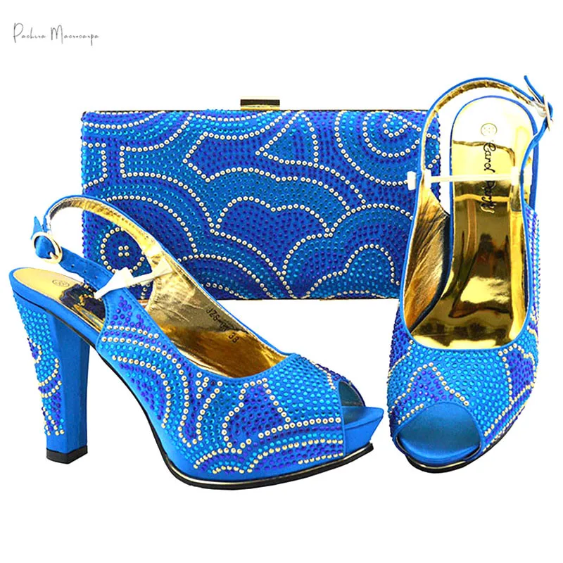 

Comfortable Shoes and Bags Set African Sets Italian Shoes and Matching Bags Women Rhinestone Wedding Shoes