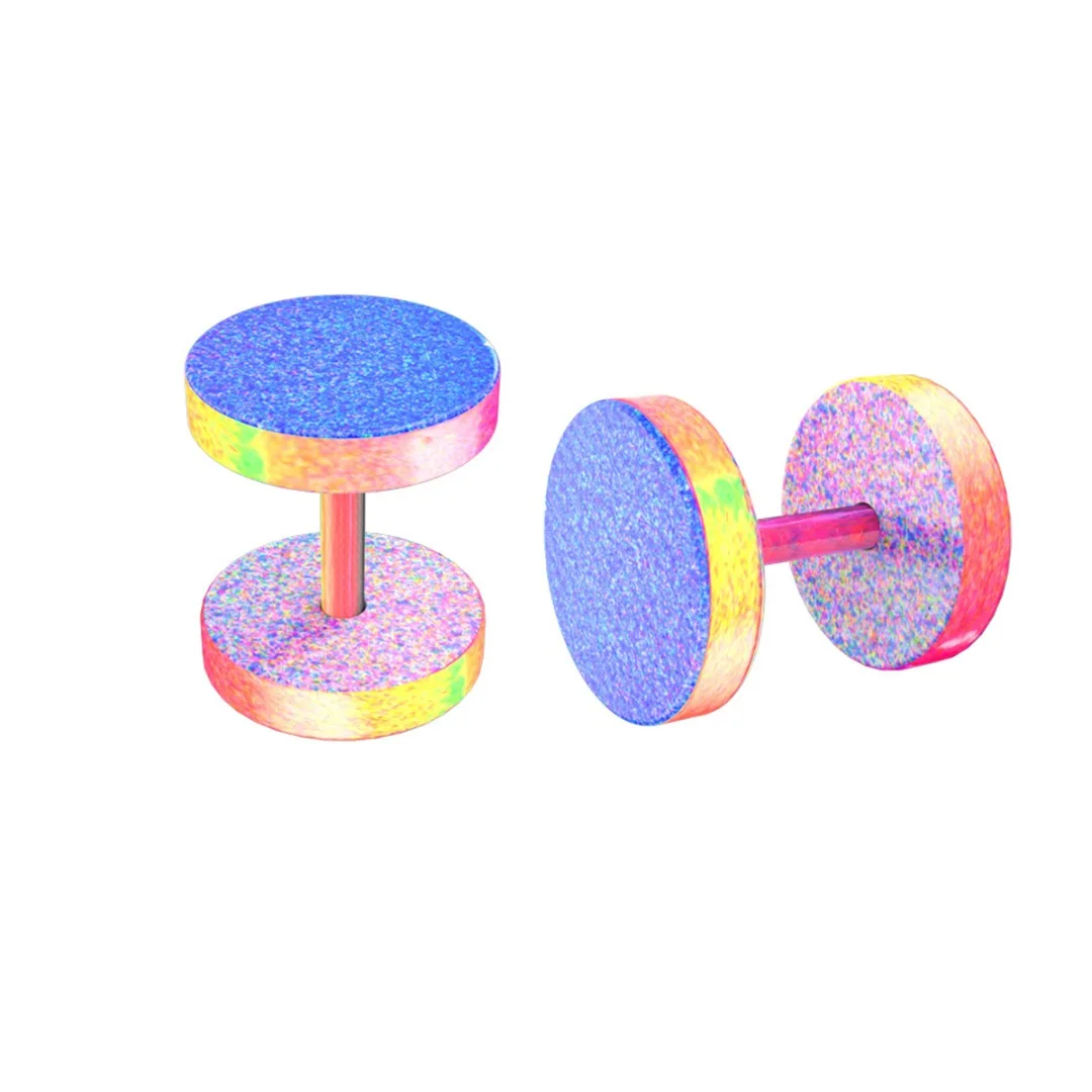 Серьги гвоздики из нержавеющей стали с искусственными заглушками цветные