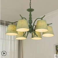 green cloth american country retro industrial chandelier simple led nordic bedroom living room dining room chandelier