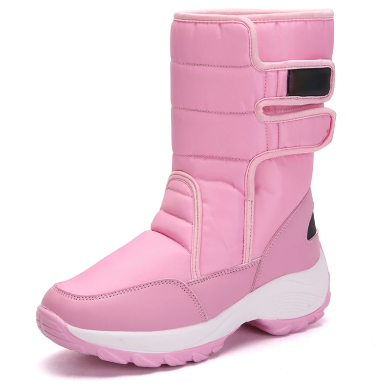 Женские сапоги до середины икры зимние водонепроницаемые на каблуке платформе