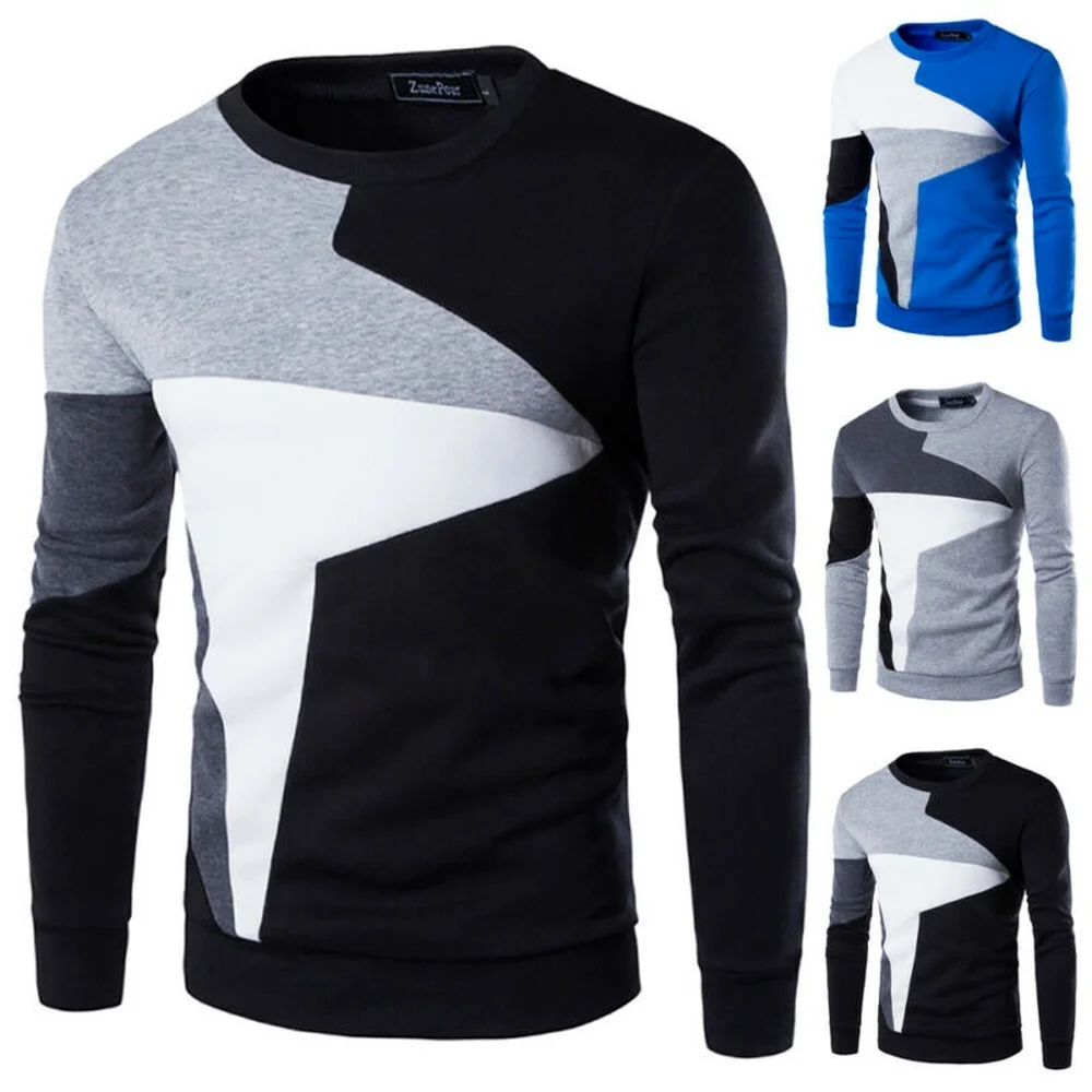 

Men Colourblock Long Sleeve Sport Sweatshirts Casual Warm Pullover Jumper Tops