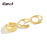 kinel 100 925 sterling silver open rings ins retro geometric wrong side interweaving for women sterling silver 18k gold jewelry