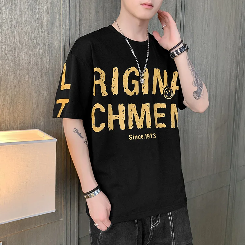 

Футболка с коротким рукавом 2021 Летняя Повседневная хлопковая свободная футболка с коротким рукавом Популярный Логотип буквы для мужчин и ж...